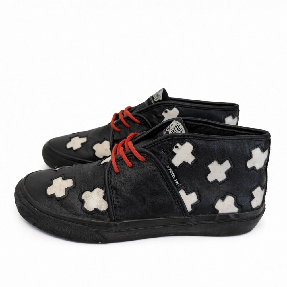 Vans MadeMe Camryn Plus Black Leather White Cross Sneakers Womens 7.5 Rare - Picture 4 of 7